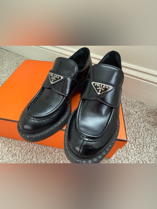 Prada Black Leather Platform Loafers size US7.5 IT37.5 authentic - Picture 7 of 16
